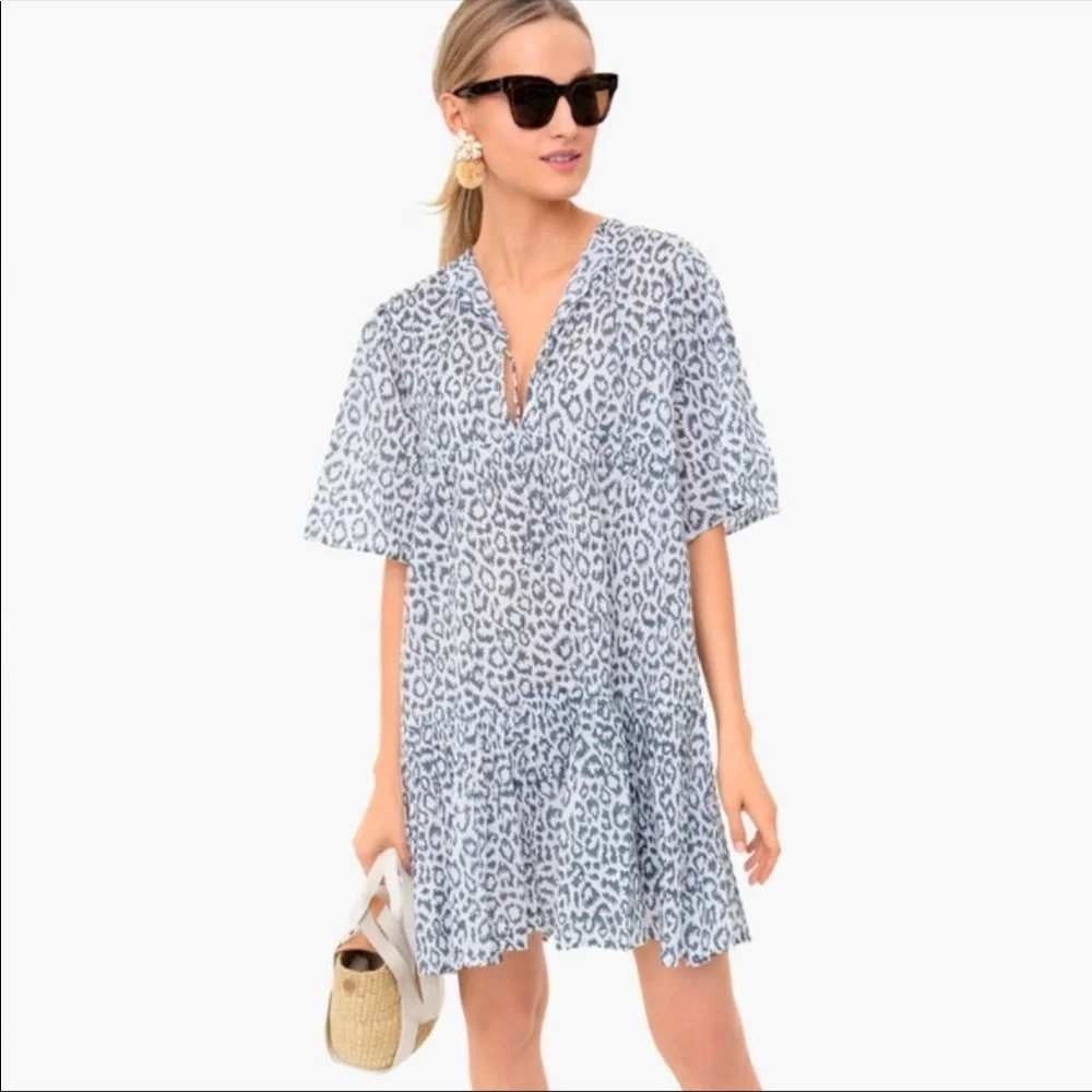 Emerson Fry Blue and White Leopard Print Mini Dress